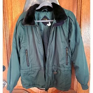 Vintage Rawik Outerwear Men's Green Jacket Black Collar Waterproof Lined